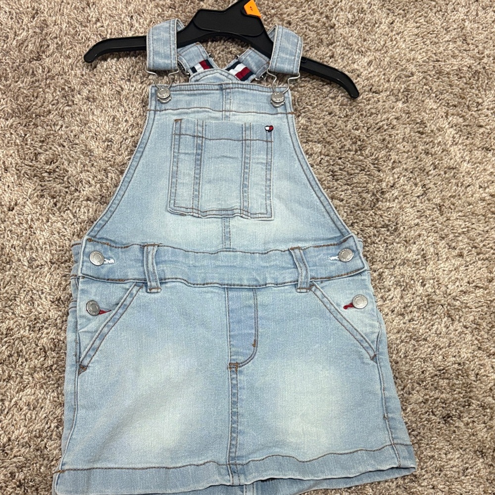 Tommy Hilfiger Kids Light Wash Denim Overalls